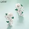 Ear Cuff Laya Earrings For Women High Quality Zircon Natural Shell Flower Green Leaf Enamel 925 Sterling Silver Fashion Modern Jewelry 230728