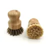 Palm Pot Wash Brush Wooden Round Mini Dish Brush Natural Scrub Brush Durable Scrubber Short Handle Cleaning Dishes Kitchen Kit FY5090 LL