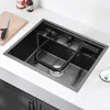 55*45*23cm Nano Black Nakajima Bar Sink Hidden Kitchen Sink 304 Stainless Steel Single Groove Invisible With Cover