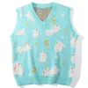 Män s tröjor Lacible Streetwear Harajuku Sticked Vest Moon Rabbit Sleeveless Pullover Loose Casual tröja TANK TOPS MÄNNER KVINNOR 230728