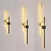 Luminária de parede Minimalista Luzes LED Cobre Dourado Preto Quarto Salão Escadas Corredor Arandela 3 Cores Temperatura Dimming Drop