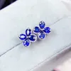 Ohrstecker, natürlicher, echter blauer Saphir, Blumen-Ohrring, 925er Sterlingsilber, 0,3 ct, 8 Stück, Edelstein, feiner Schmuck, J23371