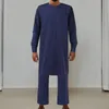 Ethnische Kleidung, muslimische Herren-Jubba-Thobe-Kaftan, Gebets-Männer, gestreift, langärmelig, afrikanischer Folk-Stil, Tops, Anzug, saudi-arabische Kleidung