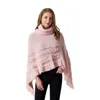 Foulards Qixi Européen Et Américain Automne Hiver Jacquard Perle Vêtements Extérieurs Pour Femmes Col Roulé Thermique Châle Cape Spot Une Pièce