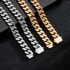 Anhänger Halsketten Hip Hop 18k vergoldet Edelstahl Schmuck Iced Cadena Hombre Miami Cuban Link Kette Halskette für Männer