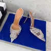 Klädskor designer märke kvinnor pumpar strass höga klackar transparenta sandaler slingbacks pekade tå party brud bröllopskor damer 230729