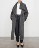 Tote/Me Silhouette Side Slit Wool Lapel Plaid Plaid Medium Length Coat