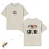 Summer Collection Rhude Tshirt Oversize Heavy Fabric Couple Dress Top Quality T Shirt M