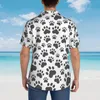 Camisas casuais masculinas com estampa de cachorro manga curta havaiana botão para baixo praia tropical floral