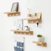 Creative Wall Hanging Solid Wood Hook Rack Nordic Partition Shelf Wall Shelves Coat Hooks DIY Living Room Home Decor Key Hook T200273i