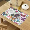 Runner da tavola 4/6 pezzi Set tappetini Farfalla Fiore Tovagliolo stampato floreale Accessori da cucina Tovagliette decorative per feste domestiche