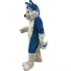 Costume de mascotte de chien Husky bleu de haute qualité loup renard robe de soirée fantaisie Costumes d'halloween taille adulte285t