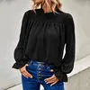 Kvinnor BLOUSES 2023 Autumn Solid Chiffon For Women Fashion Shirts Lady Casual Ruffle Collar Long Sleeve Elegant Tops