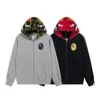 Bathing Ape Novo Outono Masculino Cabeça de Tubarão Camuflagem Casaco com Capuz Contraste Bathing Ape Jaqueta com Capuz