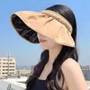 Breda brim hattar hatt kvinnlig koreansk version solskade solblock ansikte skal fiskare uv skydd alla tomma topp damer tidvatten