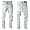 för jeans män designer jeans mager jeans cyklist vit lång rip rippade rippor mode smal passform rak nödhål motorcykel manlig stretch denim byxor byxor byxor
