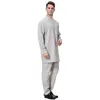 Ethnic Clothing Islamic Prayer Kaftan Thawb Fashio Long Sleeves Pants Suit Robe Men Muslim Mandarin Collar Dubai Ramadan Thobe Sets