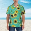 Men's Casual Shirts Pretty Sunflower Mens Hawaiian Short Sleeve Button Down Beach Tropical Floral