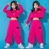 Stage Wear Girls Hip Hop Clothes Modern Dance Costume Rose Pink Crop Tops Pants Catwalk Outfit Children Ballroom BL72372905