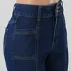 Jeans da donna Pantaloni cargo a vita alta Gamba dritta Donna Denim invecchiato retrò Streetwear A vita elasticizzata Abiti vintage anni '90