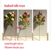 Decorative Flowers 5Heads Artificial Flower Silk Tea Rose 42Cm Baked Skill Fake Plant Home Garden Party Decoration Accessories Christmas