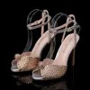 Zapatos de vestir Maogu Sandalias de mujer Moda Zapatos de boda de alta calidad Mujeres Perlas Espárragos Lujo Peep Toe Tacones altos Hebilla Mujer Sandalia 43 230729