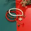 Charmarmband zoshi 3 st/parti jularmband för kvinnor röda fröpärlor snöflinga pendnat charms år smycken gåvor