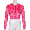 Jaquetas femininas SEASONS Velvet Heart Print Cropped Top Bomber Jacket Feminino Outono Bonito Rosa Manga Longa Casacos Zíper Inverno Moda ASCO83392 230728