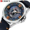 Montres pour hommes Top marque CURREN montre-bracelet en cuir analogique armée militaire Quartz temps homme étanche horloge mode Relojes Hombre214m