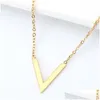 Hanger Kettingen V-vormig Titanium Staal Womens Cd Love Ketting Ontwerper Juwelen Cubaanse Link Chain Chrome Heart Coco Crystal Stones F Dhkxg