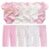 Clothing Sets Unisex 6910Pieces Cotton Born BodysuitsPants Baby Girl Clothes Cartoon Print Short Sleeve Boy Bebes 230728