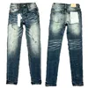 Designer Roxo Jeans Marca Moda Masculina Jean Distressed Motociclista Rock Skinny Slim Rasgado Buraco Letra Top Quality Hip Hop Denim Pants Nt2d