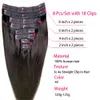 Clip en dentelle dans les cheveux Double Trame 120g 8pcs Épais Droit Réel Humain 24 26 pouces 2 clips ins pour Femme 230728