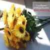 Flores decorativas 1 manojo 7 cabezas ramo de girasol artificial flor de seda grande para el hogar boda fiesta Mesa ventana decoración DIY