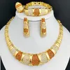 Wedding Jewelry Sets Latest Dubai Gold Color Jewelry Sets Luxury 18K Gold Plated Women Necklaces Earrings Ring Bracelet Wedding Party Accessories 230728