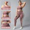 LL-01 Kvinnor Yoga Set Plus Size-träning OUFIT Curvy Girl Sports Bra Gym Leggings Elastic 2 Piece Fitness Suit Big Size Lady Activewear