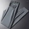 Calças masculinas de seda gelo ventilação lápis diário náilon esportes verão casual estilo fino alta estiramento carga roupas masculinas chegada