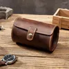 Watch Boxes Soft Genuine Leather Roll Travel Box High-quality Metal Buckle Jewelry Bracelet Storage Accessories