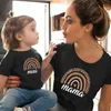 Girl's jurken 1 st rainbow moeder dochter t shirts zomerfamilie matching outfits mom baby mama en ik t shirt kleren vrouw meisjes katoen top 230728