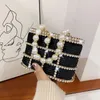 Factory wholesale ladies shoulder bags 3 colors this year's popular shiny diamond dress handbag metal alloy pearl handbags buckle foreign chain bag 28209#