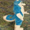 Rabat fabryki Blue Fox Long Hair Mascot Costum dla dorosłych świąteczny strój Halloween Fancy Dress Suit208Q