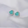 Boucles d'oreilles pendantes Paraiba Love 925 trésor coloré émeraude coeur de pêche bijoux de commerce électronique transfrontalier petit frais