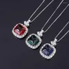 Kettingen Elegante 14 14mm Lab Gemaakt Suiker Toren Ruby Sapphire Emerald Hanger Ketting Voor Vrouwen Zilver S925 Originele Verjaardag Cadeau