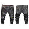 Mäns vinter jeans varma byxor fleece förstörda rippade denimbyxor tjocka termiska nödställda cyklist för män kläder227t