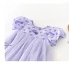 Fille robes né coton manches bouffantes barboteuse princesse robe infantile enfant en bas âge court Tulle combinaison été bébé vêtements 3M-18M