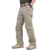 Męskie spodnie na zewnątrz wojskowy taktyczny swobodny luźne kieszonkowe kieszonki stały kolor cargo x9 sportowe bojowe spodnie spodnie