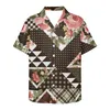 Men's Casual Shirts Rose Stripe Pattern Fashion Mens Hawaiian Shirt Male Colorful Printed Beach Aloha Short Sleeve Camisa Hawaiana