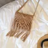 Argyle Woven Crossbody Bag Boho Style Fringe Flap Shoulder Bag Fashion Bags