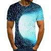 T-shirts pour hommes T-shirt décontracté d'été Treillis 3D Harajuku Tops T-shirt en spirale tridimensionnel T-shirt à col rond Plus Size Streetwear