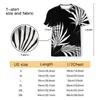 Herr t -skjortor tropiska palmfronds bladtryck svartvitt 3D -tryckt skjorta för man unisex polyester lös fitness toppar strand manliga tees